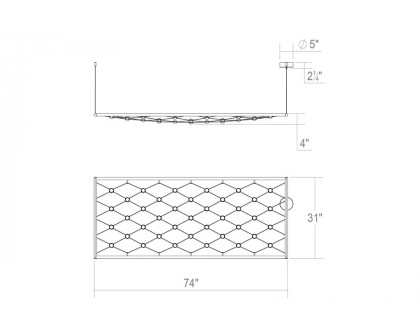 Sonneman Constellation Galaxy Matrix Horizontal Rectangle Chandelier - 2" x 6"