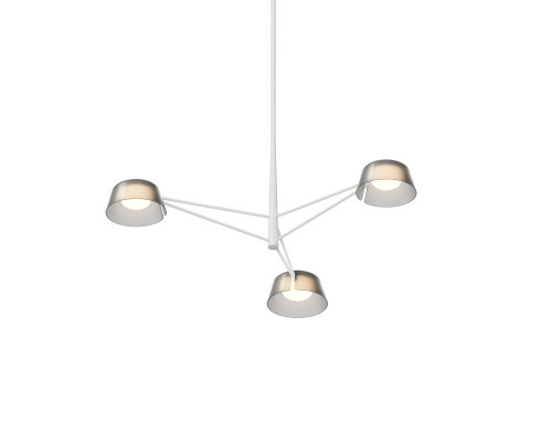 Sonneman Ray Chandelier - 3 Light, Warm Gray, Smoked Etched Acrylic