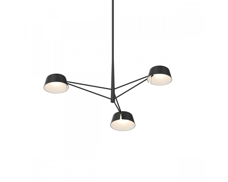 Sonneman Ray Chandelier - 3 Light, Satin Black, Satin Black Aluminum