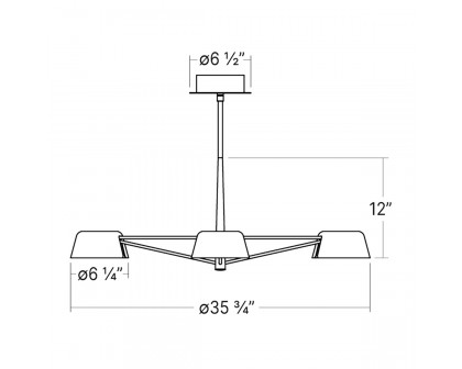 Sonneman Ray Chandelier - 3 Light, Satin Black, Satin Black Aluminum