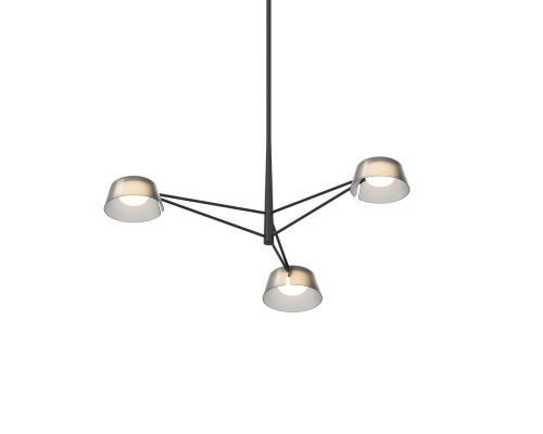 Sonneman Ray Chandelier - 3 Light, Satin Black, Smoked Etched Acrylic