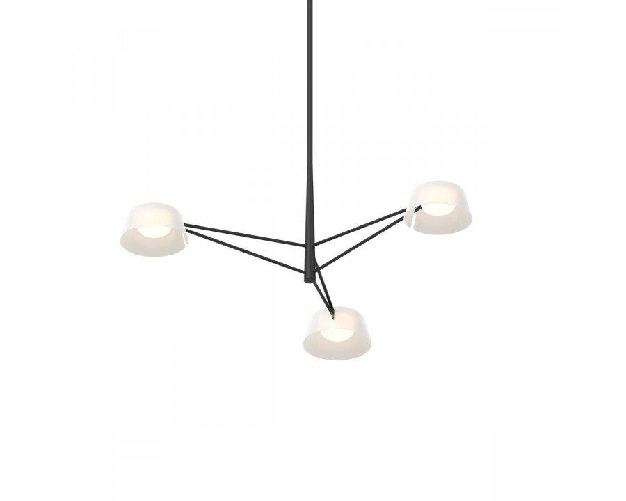 Sonneman Ray Chandelier - 3 Light, Satin Black, Opal White Acrylic