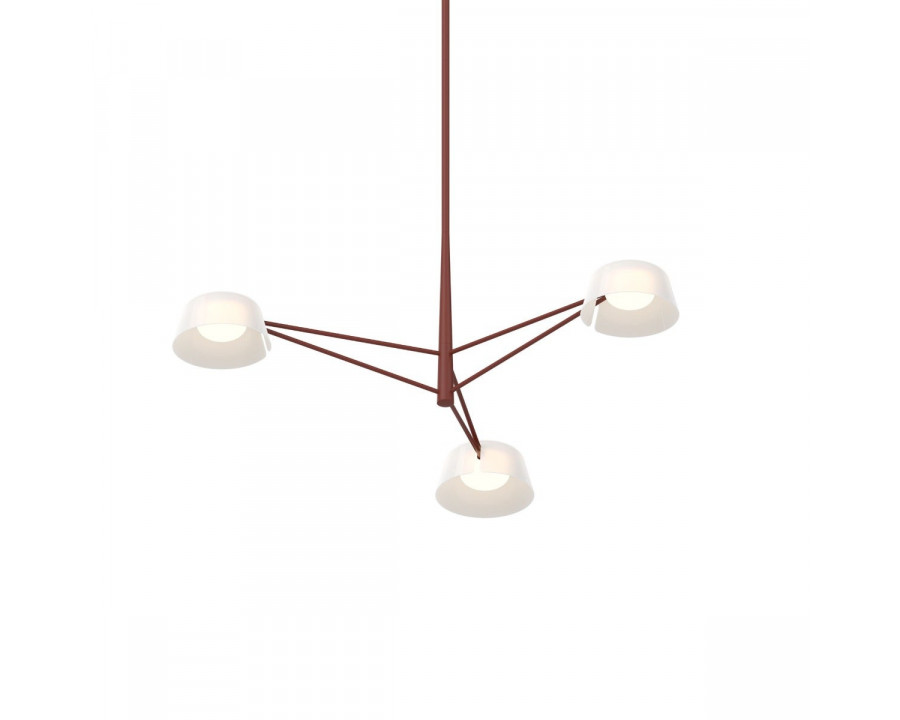 Sonneman Ray Chandelier - 3 Light, Oxide Red, Opal White Acrylic