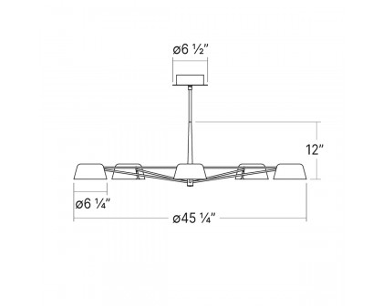 Sonneman Ray Chandelier - 5 Light, Warm Gray, Warm Gray Aluminum