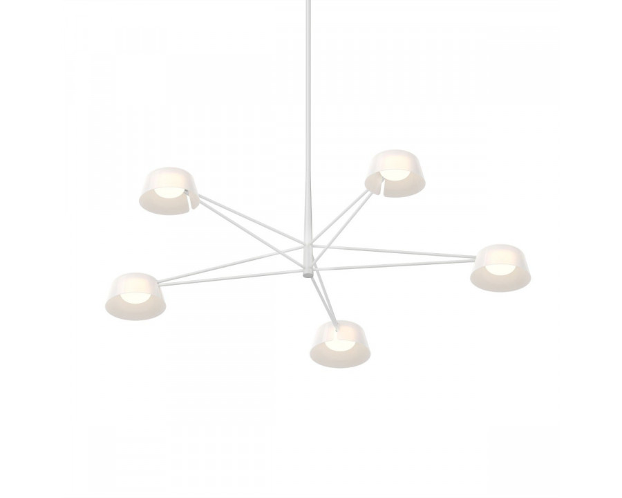 Sonneman Ray Chandelier - 5 Light, Warm Gray, Opal White Acrylic