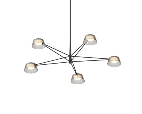 Sonneman Ray Chandelier - 5 Light, Satin Black, Smoked Etched Acrylic