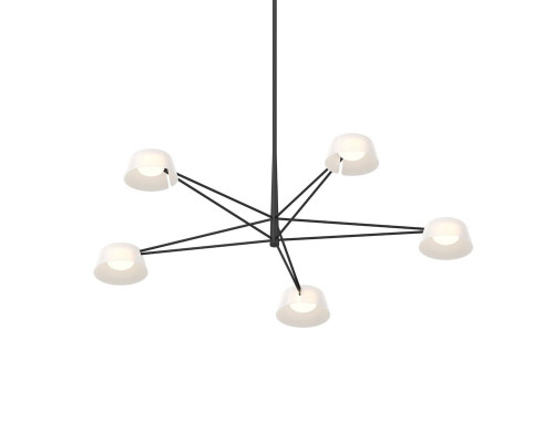 Sonneman Ray Chandelier - 5 Light, Satin Black, Opal White Acrylic