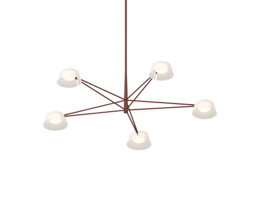 Sonneman Ray Chandelier - 5 Light, Oxide Red, Opal White Acrylic