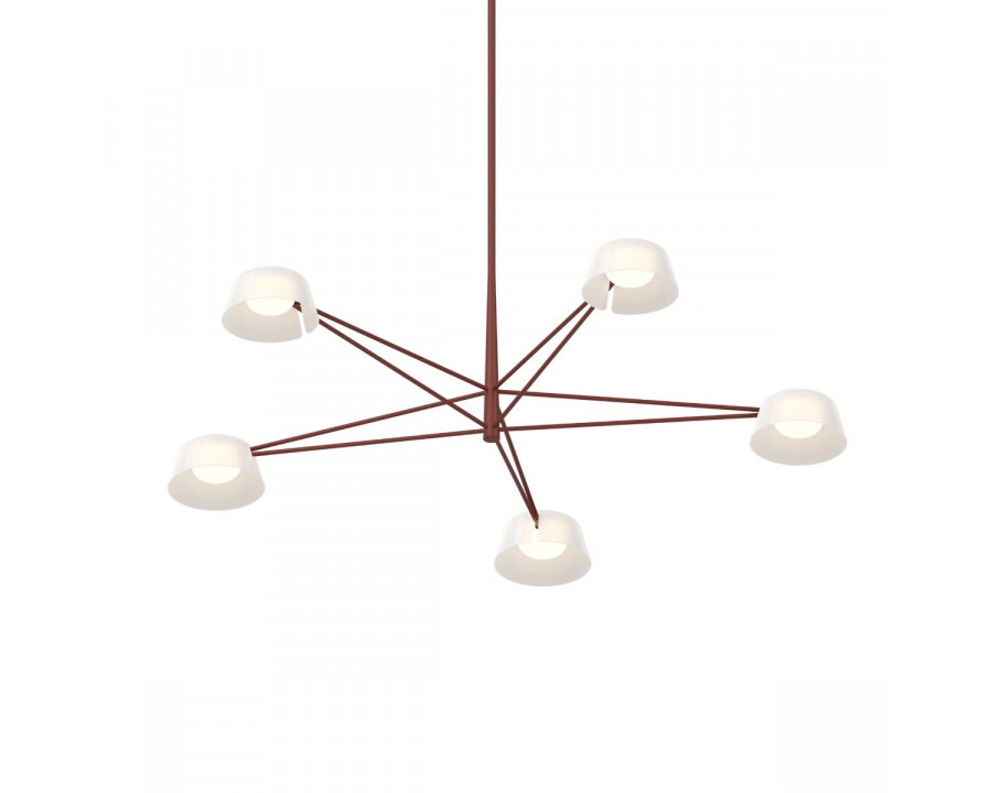 Sonneman Ray Chandelier - 5 Light, Oxide Red, Opal White Acrylic