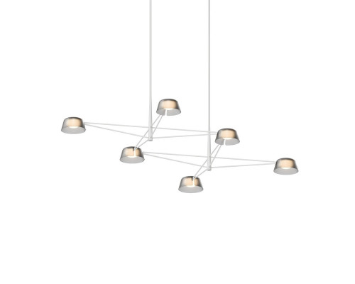 Sonneman Ray Chandelier - 6 Light, Warm Gray, Smoked Etched Acrylic