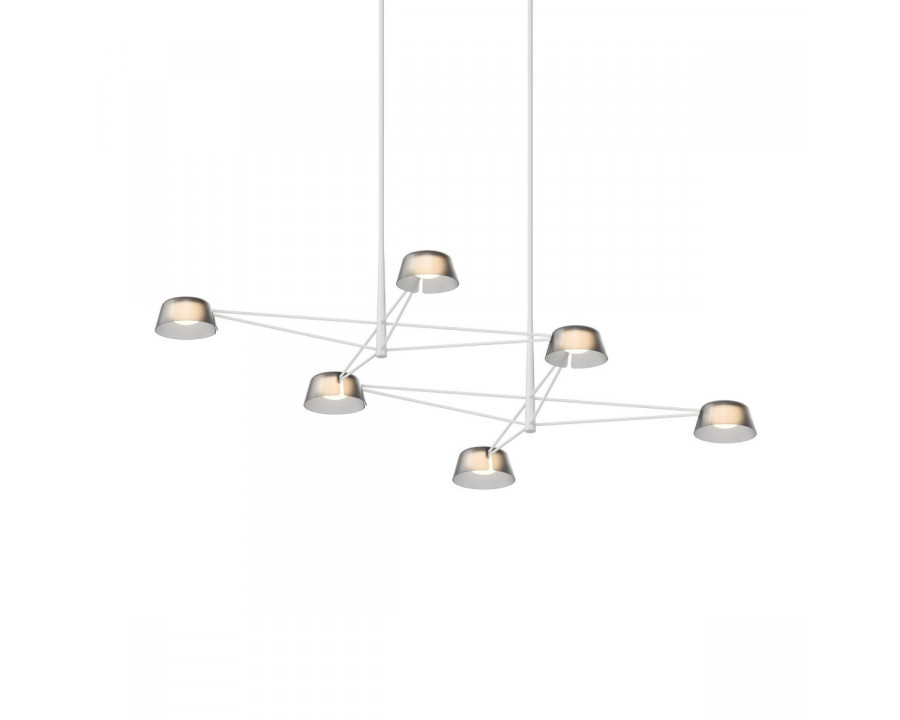 Sonneman Ray Chandelier - 6 Light, Warm Gray, Smoked Etched Acrylic