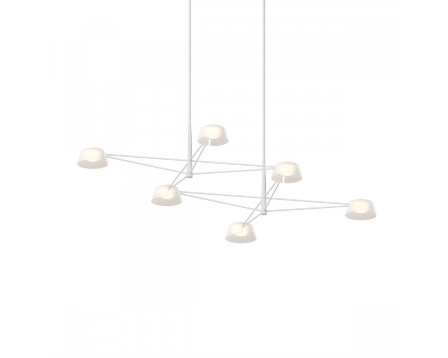 Sonneman Ray Chandelier - 6 Light, Warm Gray, Opal White Acrylic