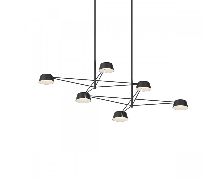 Sonneman Ray Chandelier - 6 Light, Satin Black, Satin Black Aluminum