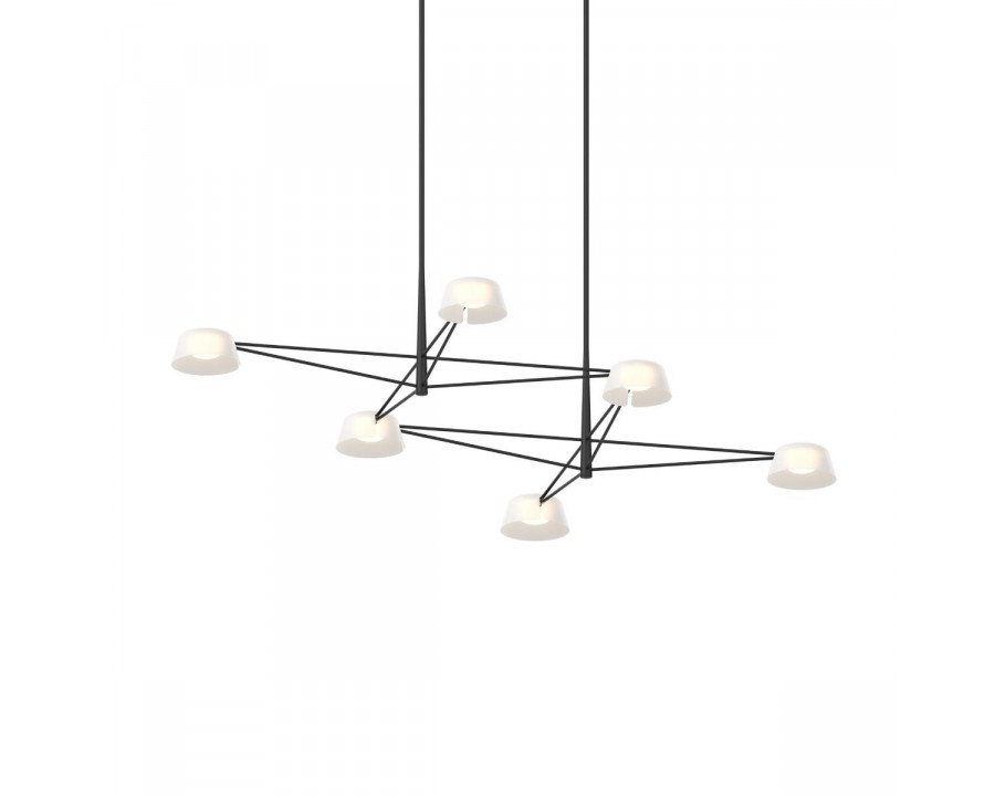 Sonneman Ray Chandelier - 6 Light, Satin Black, Opal White Acrylic