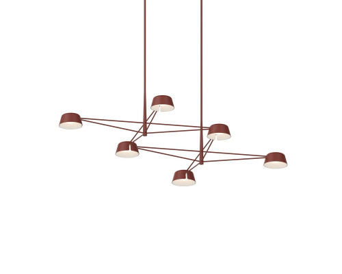 Sonneman Ray Chandelier - 6 Light, Oxide Red, Oxide Red Aluminum