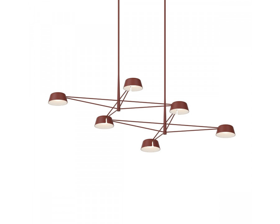 Sonneman Ray Chandelier - 6 Light, Oxide Red, Oxide Red Aluminum