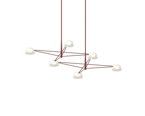 Sonneman Ray Chandelier - 6 Light, Oxide Red, Opal White Acrylic