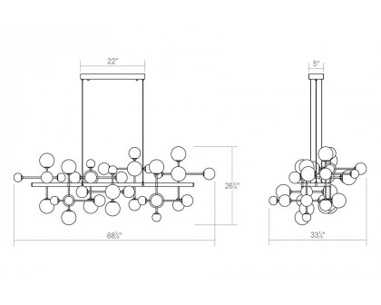 Sonneman Nebula Bar Chandelier - Satin Nickel