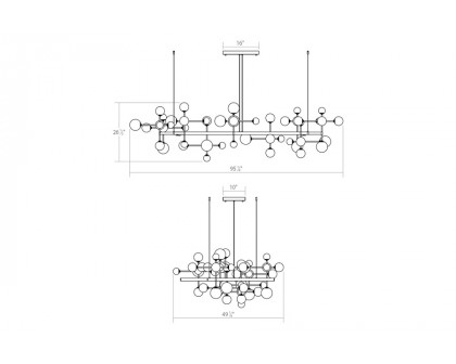 Sonneman Nebula Zig Zag Chandelier - Satin Nickel