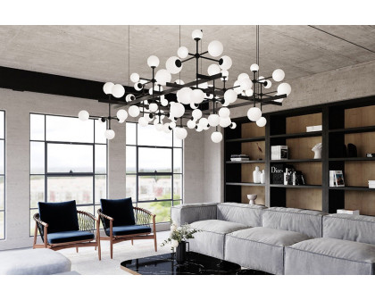 Sonneman Nebula Square Chandelier - Satin Black, Large