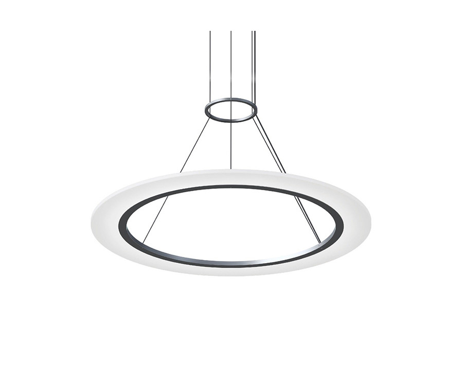 Sonneman Arctic Rings Single LED Pendant - Bright Satin Aluminum, 30" Single LED Ring Pendant