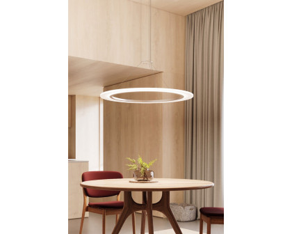 Sonneman Arctic Rings Single LED Pendant - Bright Satin Aluminum, 30" Single LED Ring Pendant