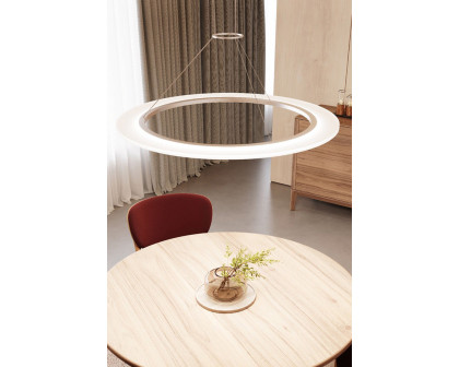 Sonneman Arctic Rings Single LED Pendant - Bright Satin Aluminum, 30" Single LED Ring Pendant