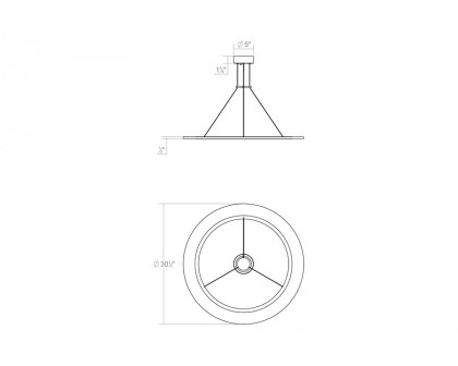 Sonneman Arctic Rings Single LED Pendant - Bright Satin Aluminum, 30" Single LED Ring Pendant