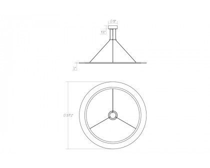 Sonneman Arctic Rings Single LED Pendant - Bright Satin Aluminum, 36" Single LED Ring Pendant