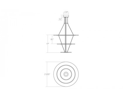 Sonneman Arctic Rings LED Chandelier - Bright Satin Aluminum, Small Triple LED Ring Pendant