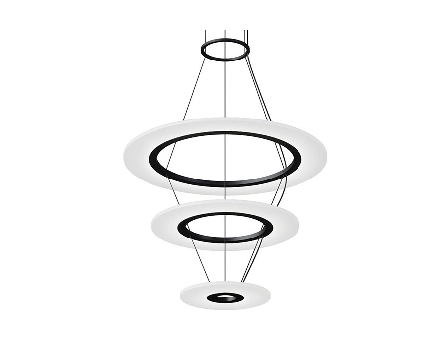 Sonneman Arctic Rings LED Chandelier - Satin Black, Small Triple LED Ring Pendant