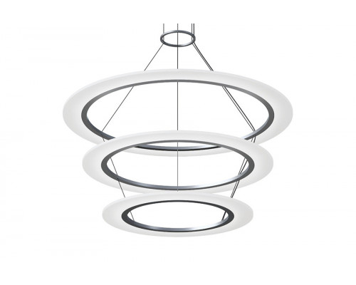 Sonneman Arctic Rings LED Chandelier - Bright Satin Aluminum, Large Triple LED Ring Pendant