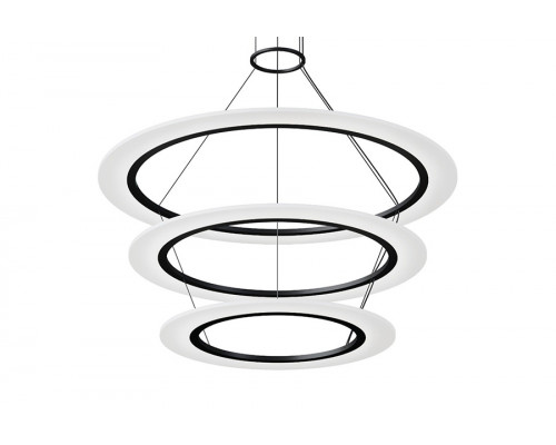 Sonneman Arctic Rings LED Chandelier - Satin Black, Large Triple LED Ring Pendant