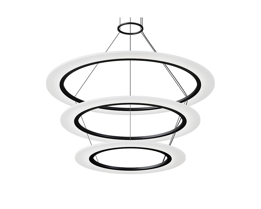 Sonneman Arctic Rings LED Chandelier - Satin Black, Large Triple LED Ring Pendant