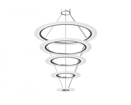 Sonneman Arctic Rings LED Chandelier - Bright Satin Aluminum, Quintuple LED Ring Pendant