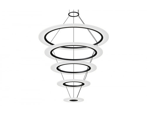 Sonneman Arctic Rings LED Chandelier - Satin Black, Quintuple LED Ring Pendant