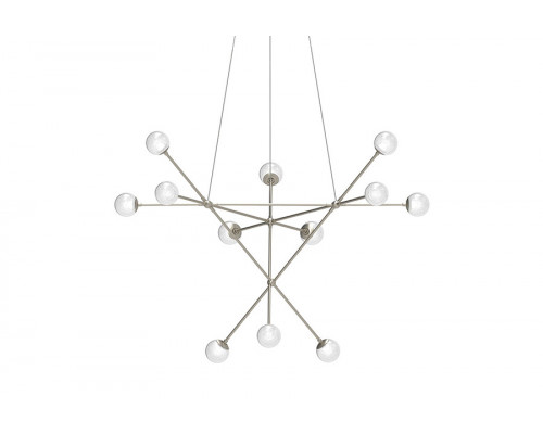 Sonneman Proton Alpha Chandelier - Satin Nickel, White Crushed Glass