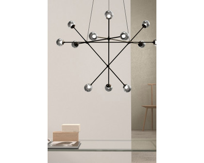 Sonneman Proton Alpha Chandelier - Satin Nickel, White Crushed Glass