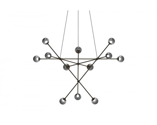 Sonneman Proton Alpha Chandelier - Polished Black Nickel, Smoke Glass