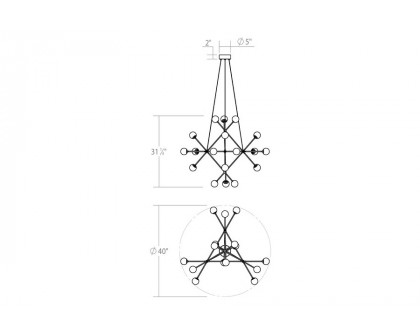 Sonneman Proton Beta Chandelier - Satin Nickel, White Crushed Glass