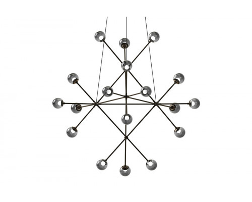 Sonneman Proton Beta Chandelier - Polished Black Nickel, Smoke Glass