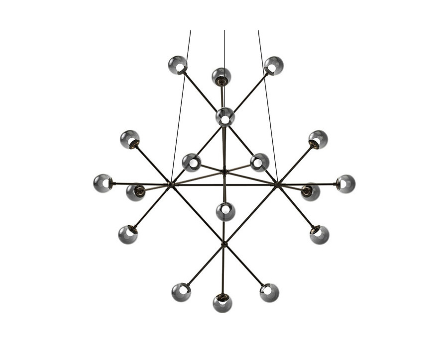 Sonneman Proton Beta Chandelier - Polished Black Nickel, Smoke Glass