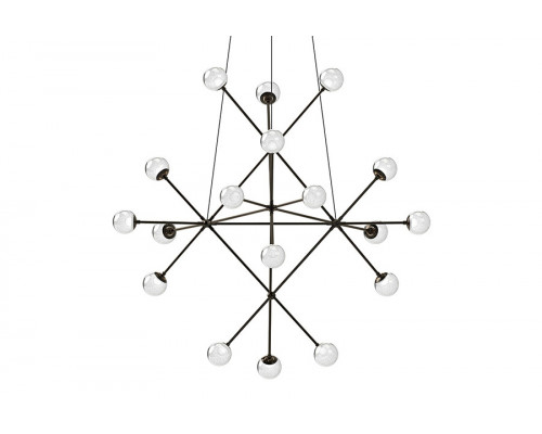 Sonneman Proton Beta Chandelier - Polished Black Nickel, White Crushed Glass