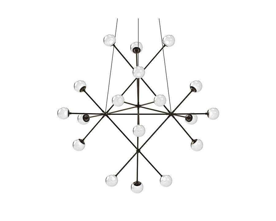 Sonneman Proton Beta Chandelier - Polished Black Nickel, White Crushed Glass