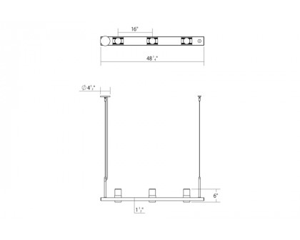 Sonneman Intervals Linear Beam Pendant - Satin Black, 4", Clear with Cone Uplight Trim