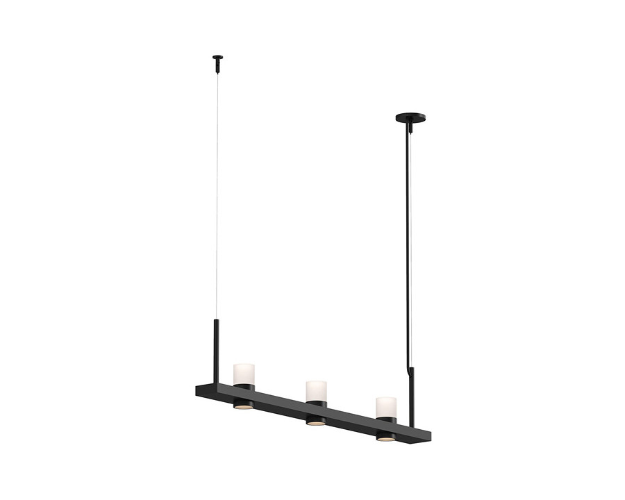 Sonneman Intervals Linear Beam Pendant - Satin Black, 4", Etched Cylinder Uplight Trim