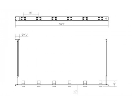 Sonneman Intervals Linear Beam Pendant - Satin Black, 8", Clear with Cone Uplight Trim