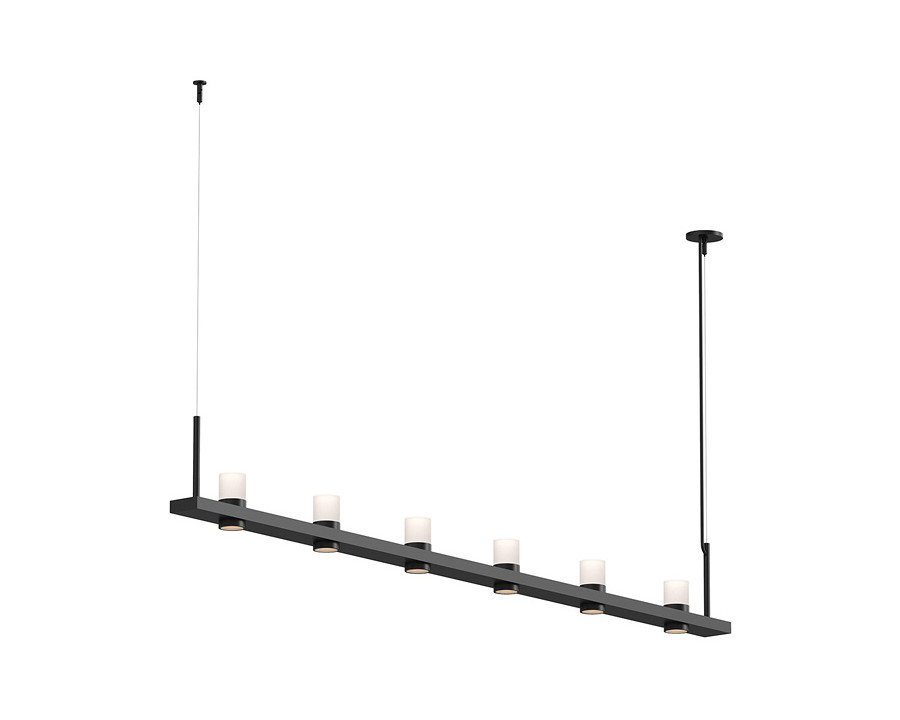 Sonneman Intervals Linear Beam Pendant - Satin Black, 8", Etched Cylinder Uplight Trim