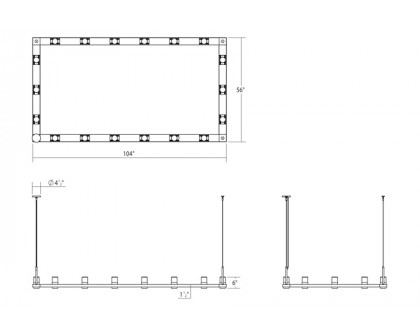 Sonneman Intervals Linear Beam Pendant - Satin Black, 4" x 8", Clear with Cone Uplight Trim