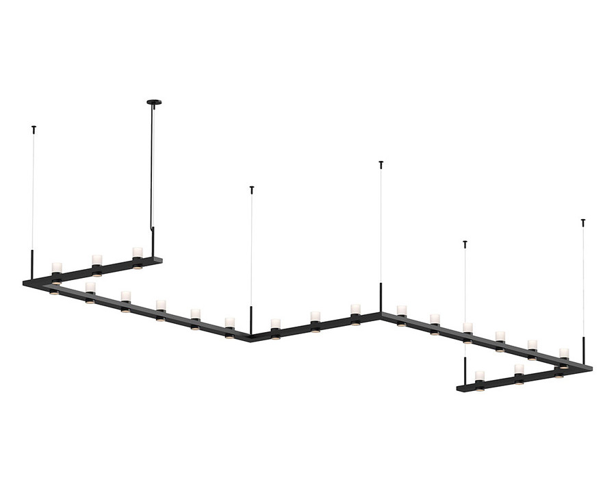 Sonneman Intervals Linear Beam Pendant - Satin Black, 4" x 16", Etched Cylinder Uplight Trim